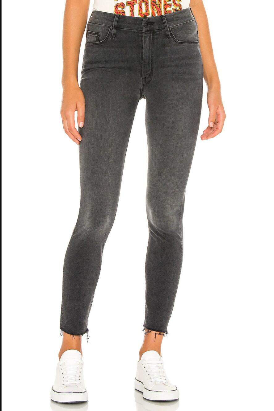Mother High Waisted Looker Ankle Fray in Lighting Up Lanterns Gray Size 26